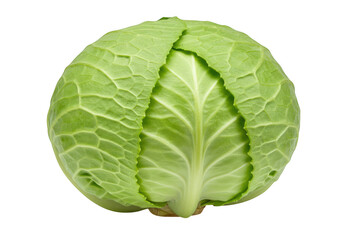 Obraz premium Fresh green cabbage head with textured leaves isolated on transparent background
