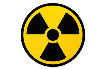 Radioactive warning sign glowing bright, symbolizing nuclear threat, signaling potential radiation danger on transparent backdrop