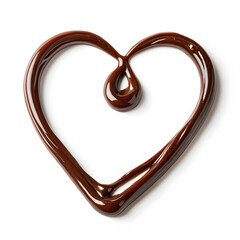 Watercolor swirl of chocolate sauce forming heart ring