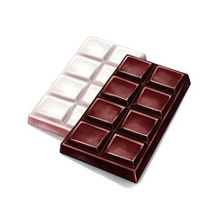 Watercolor mix of white and dark chocolate blocks, flat lay