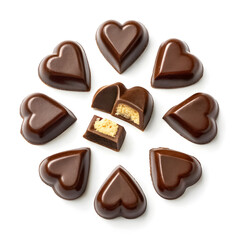 Watercolor bite marks in chocolate shapes arranged playfully
