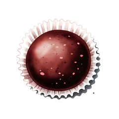 Watercolor bite of chocolate cookie with crumbs