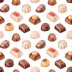 Watercolor minimal pattern of assorted chocolates