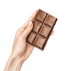 Watercolor hand holding a chocolate bar, soft tone