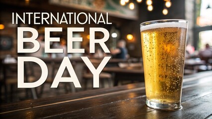A refreshing pint of beer sits on a wooden table for international beer day