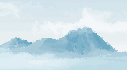 Jagged mountain peaks in soft blue hues white