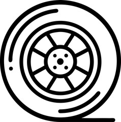 Obraz premium Person changing car tire icon, black silhouette, crouching with wrench, minimal mechanical clipart
