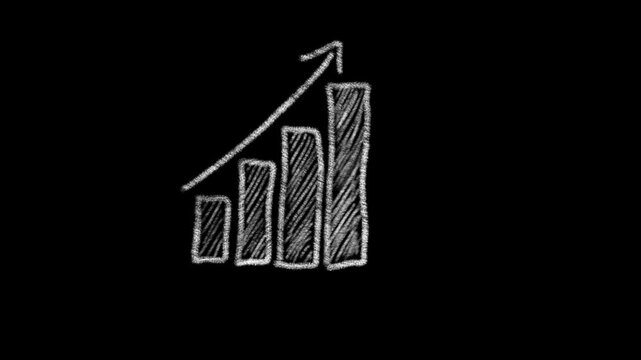 Hand drawn growth graph on black background