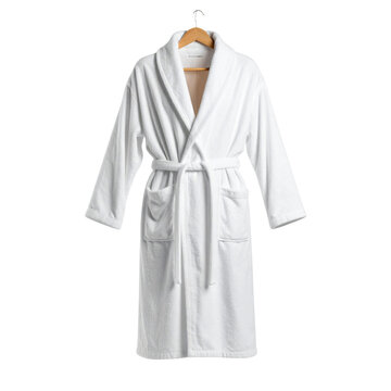Shop luxury white cotton bath robe for women and men online sale today on transparent background