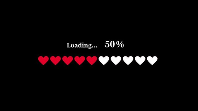 Heart-based health indicator on digital loading screen &ndash; progress and life bar animation for games or apps