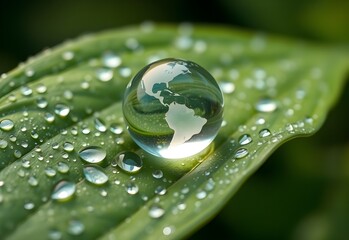 green leaf with water drops