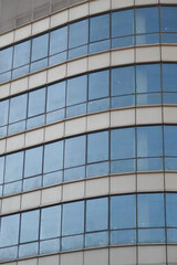 Modern office building with curved glass facade