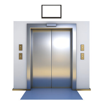 elevator door 3d icon in cartoon plastic style minimal isolated on transparent white background, clipping path