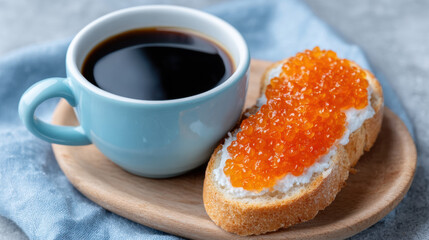 Coffee with toasted bread and marmalade lifestyle image.