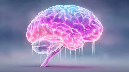 A glowing brain illustration with gradient colors for creative projects.
