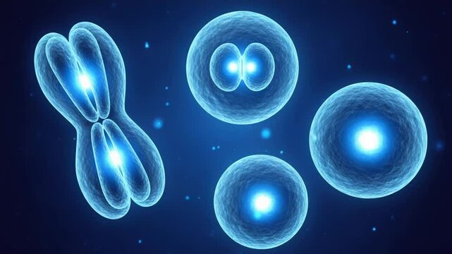An abstract illustration of cells and chromosomes, representing the building blocks of life and the intricacies of genetic structure
