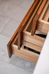 Close-Up Side Angle of Sleek Kitchen Drawers
