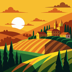 landscape with village