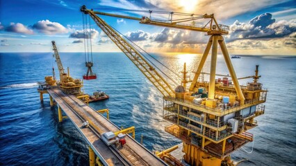 Elevated View Boom Crane Operating