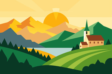 Naklejka premium landscape with mountains