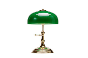Vintage green glass banker's lamp on brass base.  Elegant, retro desk light.