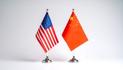 Two flags, American and Chinese, displayed