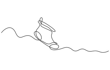 Christmas stocking in one continuous line on a white background. Christmas and New Year vector illustration. Christmas concept. Minimalistic style.