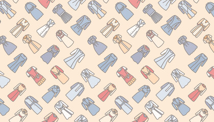 Seamless illustration of colorful dress patterns