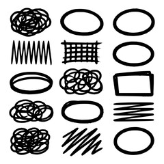 Abstract Hand Drawn Shapes Set with Spray Paint Texture Elements