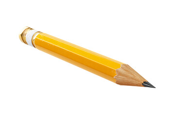 Single sharpened yellow pencil isolated on black background.