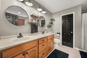 Spa-Inspired Bathroom with Elegant Fixtures and Soft Lighting