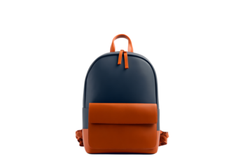 Stylish two tone backpack, navy blue and orange.