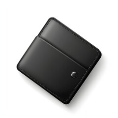Fototapeta premium High-angle view of a black leather wallet.