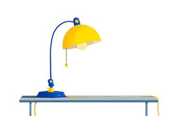 Modern, stylish desk lamp with yellow shade and blue base. Perfect for home office or study.