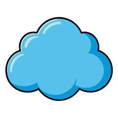 Simple blue cloud shape with black outline silhouette