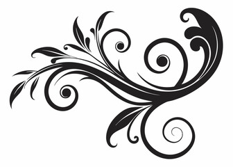 Black ornate floral swirl flourish on white background vector