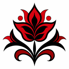 Red and black abstract floral vector design bloom botanical