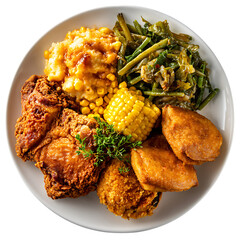 soul food plate on transparent background