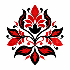 Red and black floral ornament vector illustration