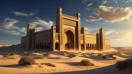 Obraz premium Desert architecture sand landscape middle east building ancient arabic fortress travel destination tourism