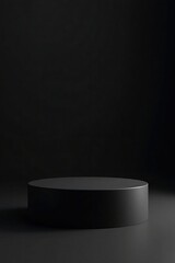 Black Cylindrical Platform Dark Background Studio Setting 2