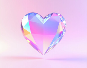 Glassmorphism Crystal Heart Logo with Transparent 3D Effect