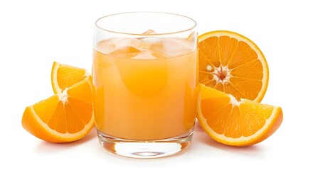 Fresh Orange Juice with Ice and Sliced Oranges
Refreshing Glass of Orange Juice with Citrus Slices
Vibrant Orange Juice with Ice Cubes and Orange Wedges