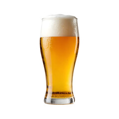 Studio Shot of Refreshing Lager Beer in Tall Glassware isolated on transparent background