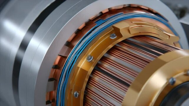 The internal structure of the electric motor is displayed in detail