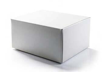 Naklejka premium Modern white cardboard box on a plain white background