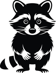 Black and white raccoon illustration animal wildlife © Nurnabi