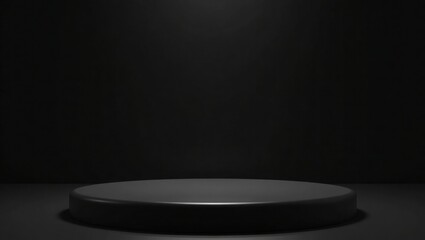 Dark Grey Circular Platform on Black Background Studio Setting