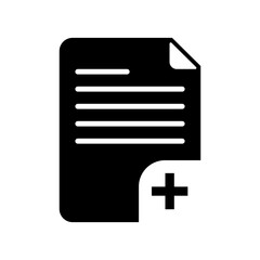 add document vector icon, black fill icon in transparent background