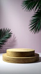 Natural Product Showcase Podium with Light Pink Vertical Background